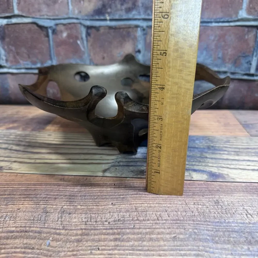 Vtg Artisan Hardwood Wood Carved Fruit Bowl MCM Organic Freeflow‎ Naturalism